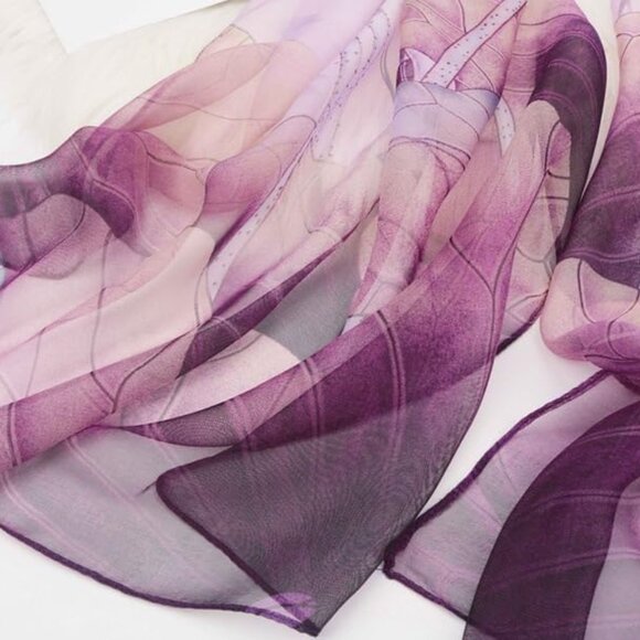 Floral-Print-Scarf for Womens - Classic-Chiffon-Wrap-Shawl Long Lightweight Suns - Picture 4 of 7